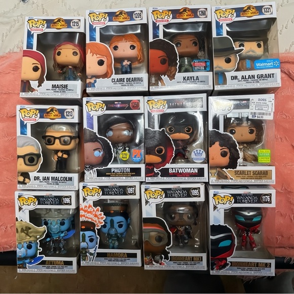 Funko Pop! Vinyl Figure Lot - Marvel & Jurassic Park Characters - Multi Color